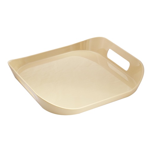[36-565] Vague Melamine Square Tray with Handle 13.5" x 2.5" Grain Brown