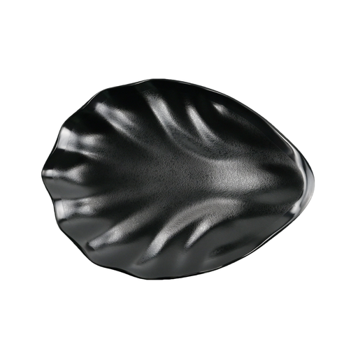 [36-606] Vague Black Melamine Leaf Plate 19.8 x 14.3 cm