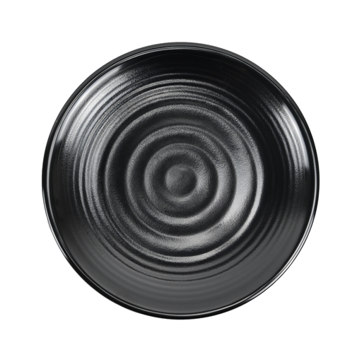 [36-632] Vague Black Melamine Round Spiral Plate 9"