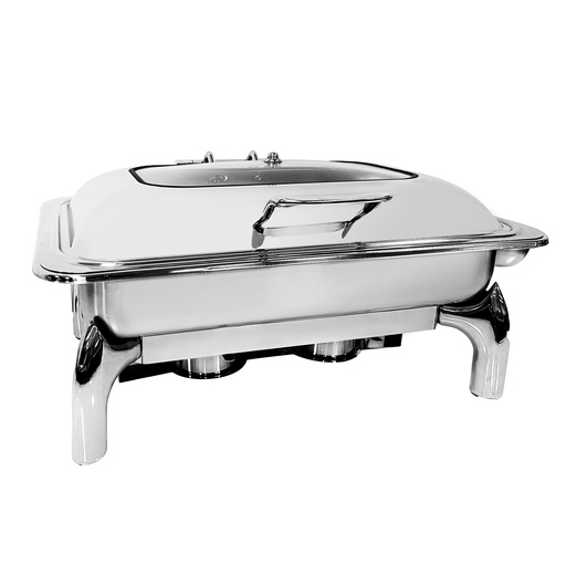 [BF-001] Vague 1/1 Stainless Steel Rectangular Chafing Dish With Glass Lid 9 Liter