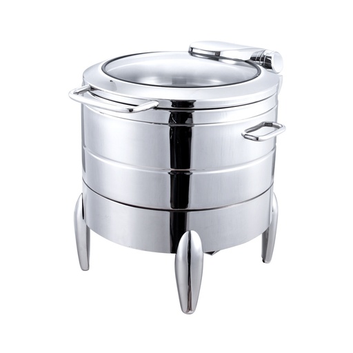 [BF-011] Vague Stainless Steel Round Soup Station with Glass Window Lid 11 Liter