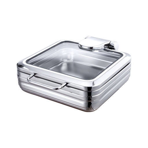 [BF-026] Vague 2/3 Stainless Steel Induction Chafing Dish with Glass Window 6 Liter