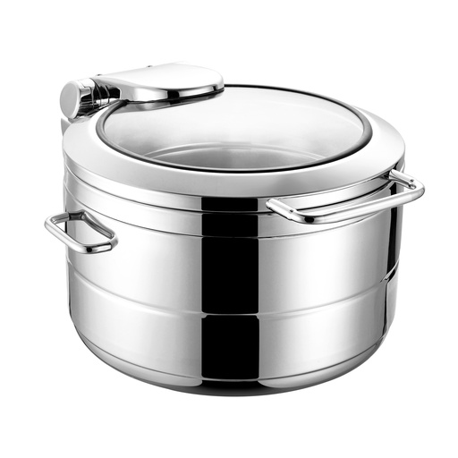 [BF-089] Vague Stainless Steel Round Soup Station with Glass Window Lid 11 Liter without Stand