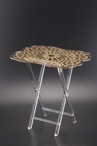 [T02-001] Vague 4 Pcs Table Set W Stand Rectangular W Gold Printing 50 cm x 40 cm