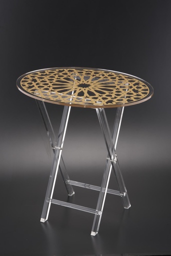 [T02-003] Vague 4 Pcs Table Set W Stand Oval W Gold Printing 50 cm x 40 cm