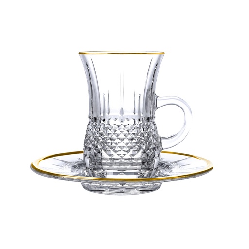 [04-545] Vague Birmingham 12 Piece Tea Cups & Saucers Set with Gold rim