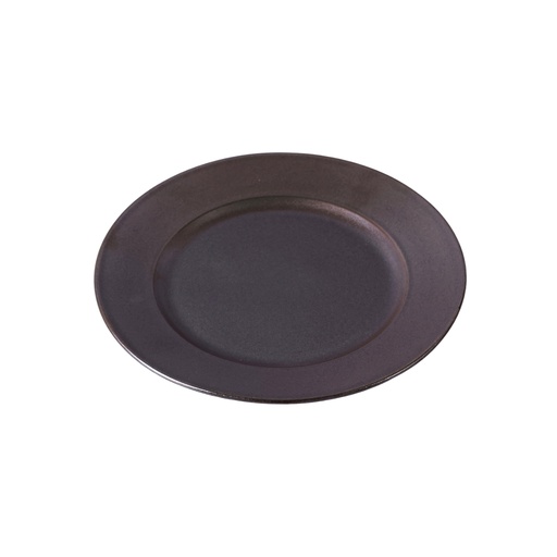 [08-044D3] Porceletta Rustic Black Reactive Glaze Porcelain Flat Plate 28 cm / 11"