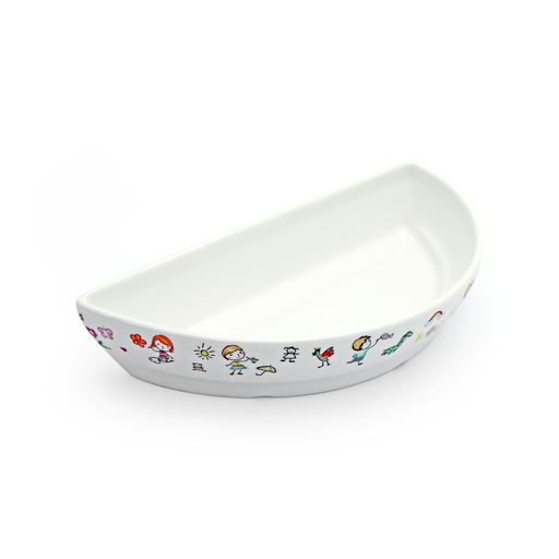[08-1384KD] Porceletta Ivory Porcelain Kids Half Moon Dish 20 cm