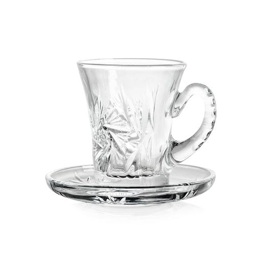 [04-372] Vague Tea Glass Cups & Saucers Set 120 ml