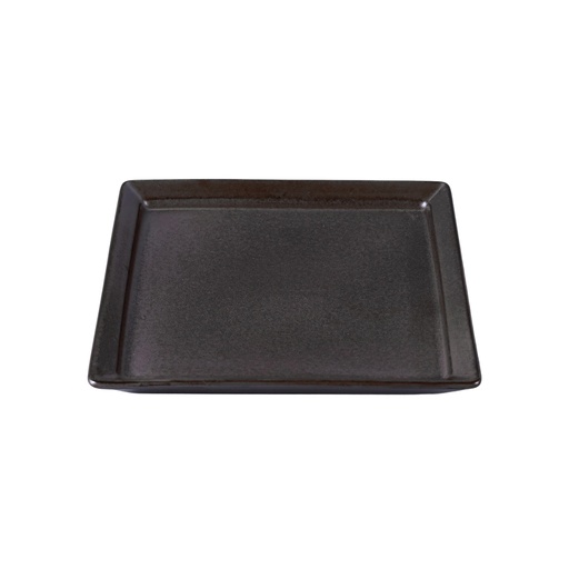 [08-1556D3] Porceletta Rustic Black Reactive Glaze Porcelain Square Plate 18 x 18 cm