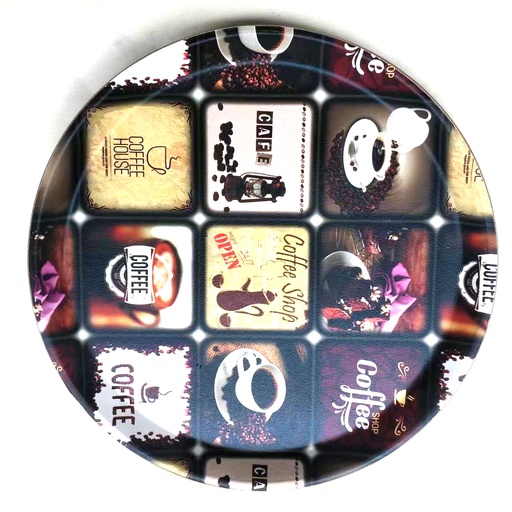 [13-1607] Black & Brown Round Tray 35 cm x 35 cm