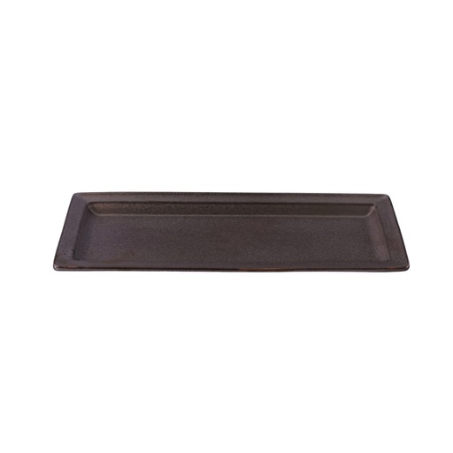[08-1560D3] Porceletta Rustic Black Reactive Glaze Porcelain Rectangular Plate 29 x 12 cm