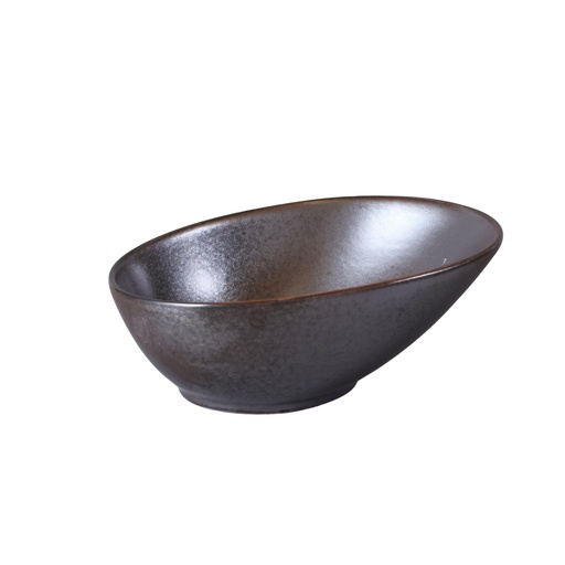 [08-1582D3] Porceletta Rustic Black Reactive Glaze Porcelain Bowl 18.1 x 14.2 cm