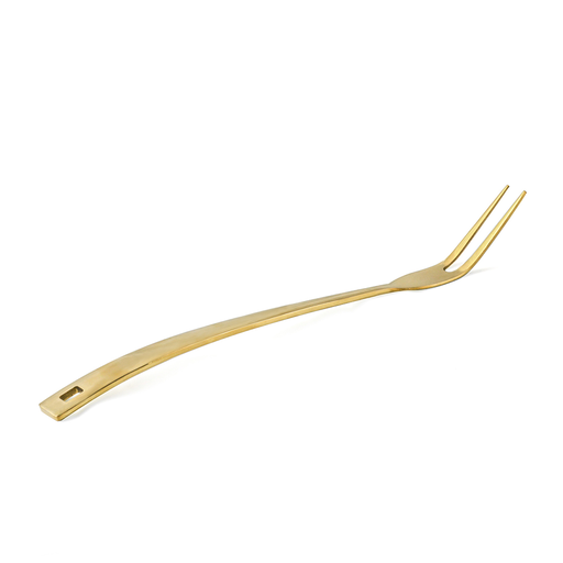 [13-898] Stainless Steel Gold Serving Fork 14"