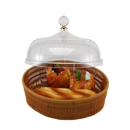 [13-R072] Round Rattan PP Basket with Acrylic Cover