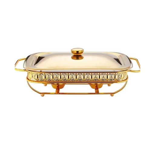 [13-R339] Stainless Steel Rectangular Golden Food Warmer 2 Liter