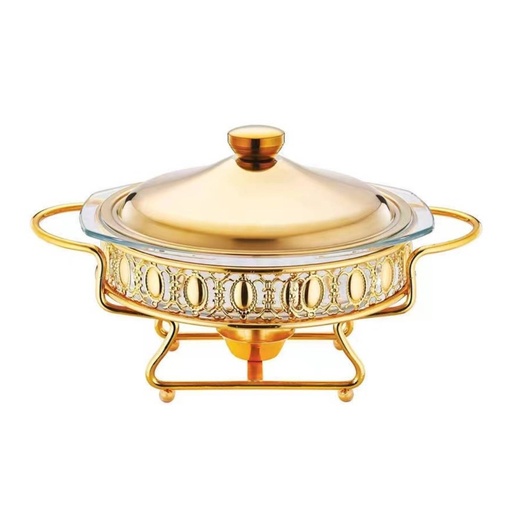 [13-R343] Stainless Steel Round Golden Food Warmer 2 Liter