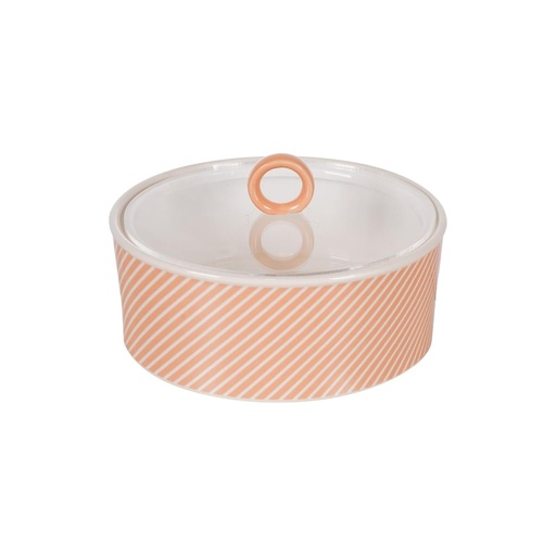 [03-383] Decopor Milk Pink Dates Bowl with Acrylic Lid Set