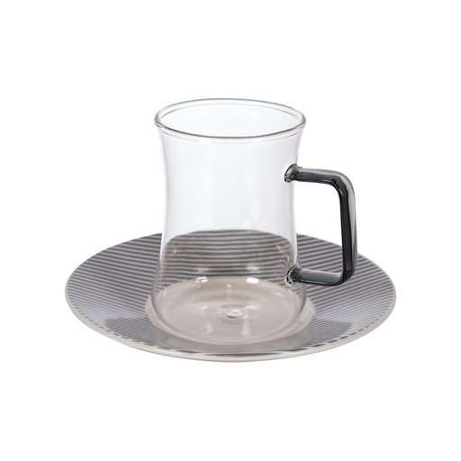 [03-397] Decopor 12 Pieces Black Tea Istikans & Saucers Set