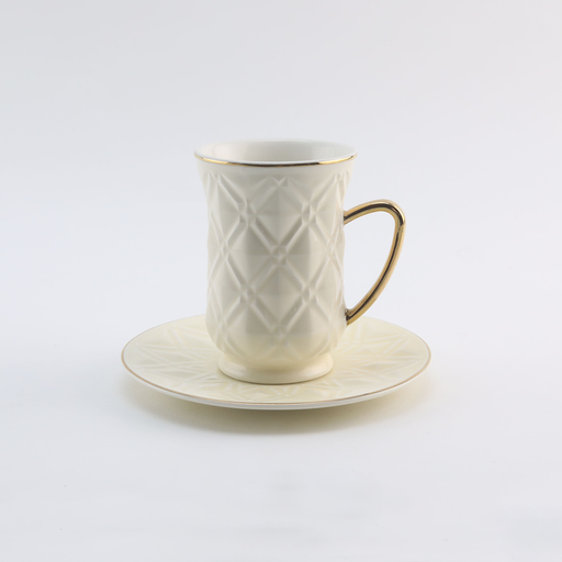 [RP-009] Decopor Creamy White 6/6 Tea cup and saucer 100 ml RS-1717