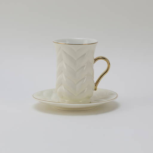 [RP-045] Decopor Creamy White 6/6 Tea cup and saucer 100 ml RS-1919