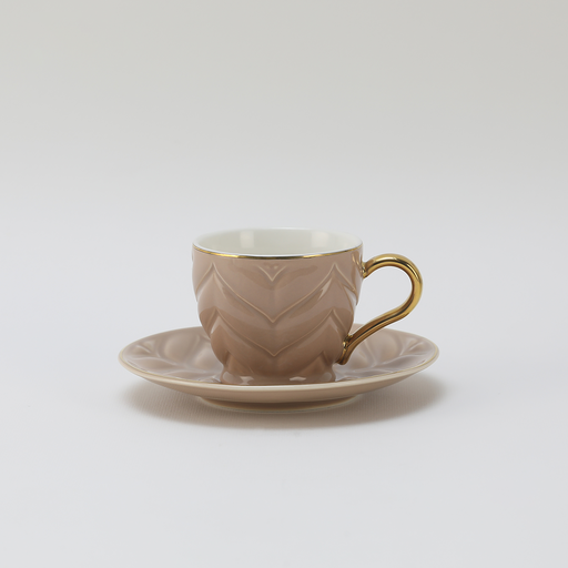 [RP-056] Decopor Light Brown 6/6 coffee cup and saucer 75 ml RS-1919