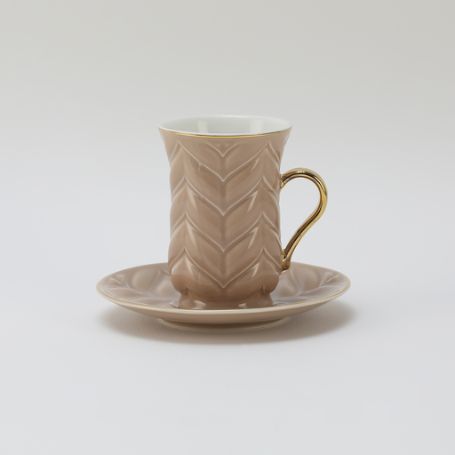 [RP-057] Decopor Light Brown 6/6 Tea cup and saucer 100 ml RS-1919