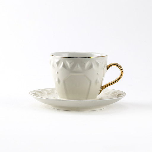 [RP-136] Decopor Creamy White 6/6 Milk cup and saucer 200 ml RS-2121