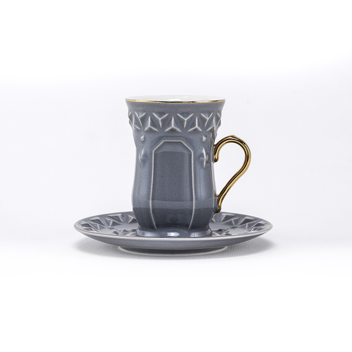 [RP-153] Decopor Cadet Grey 6/6 Tea cup and saucer 100 ml RS-2121