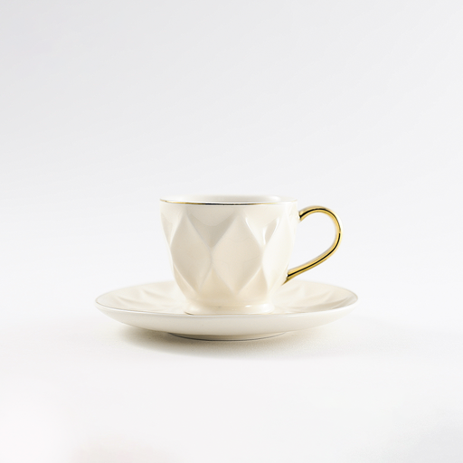 [RP-176] Decopor Creamy White 6/6 coffee cup and saucer 75 ml RS-2323