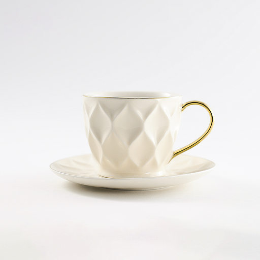 [RP-178] Decopor Creamy White 6/6 Milk cup and saucer 200 ml RS-2323