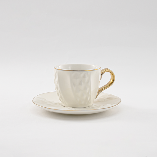 [RP-188] Decopor Porcelain coffee cup and saucer set 6+6 Creamy White 75 ml RS-2424