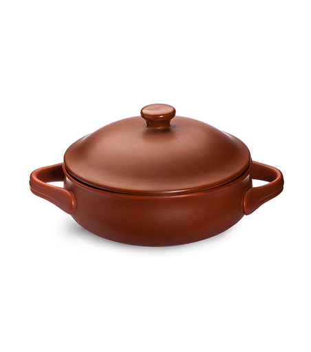 [03-296] Che Brucia Brown Procelain Bowl with Cover 33 cm