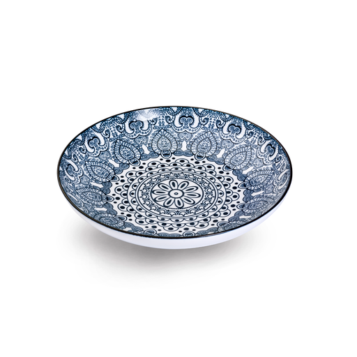 [D03-008] Che Brucia Arabesque Blue Porcelain Soup Plate 20.9 cm / 8"