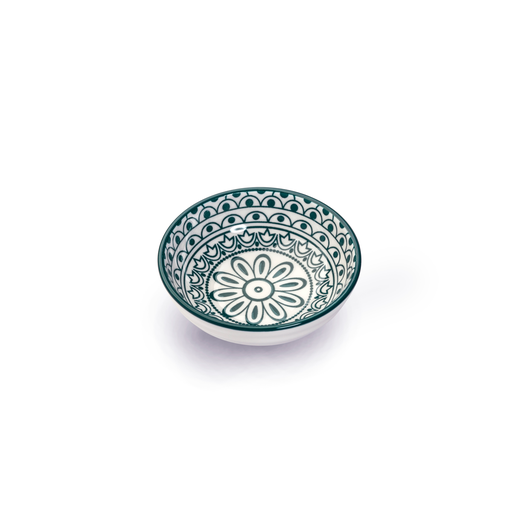 [D03-056] Che Brucia Arabesque Green Porcelain Round Dish 8 cm / 3"