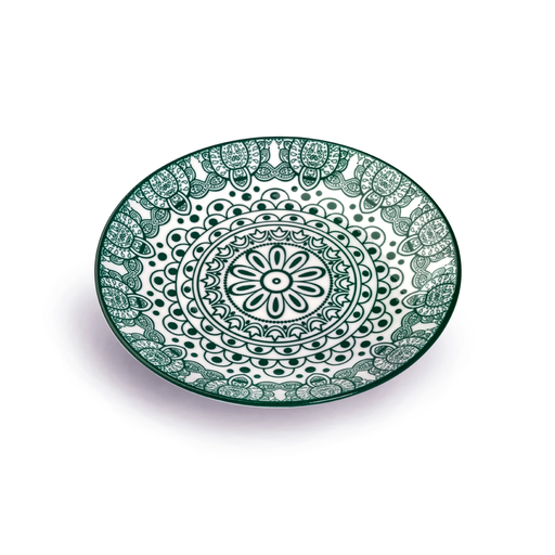 [D03-062] Che Brucia Arabesque Green Porcelain Round Plate 16.5 cm / 7"