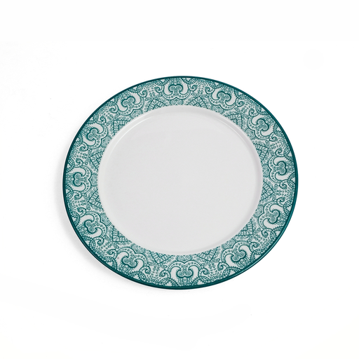 [D03-094] Che Brucia Arabesque Green Porcelain Flat Plate 22.5 cm / 9 "