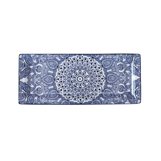 [D03-110] Che Brucia Arabesque Blue Rectangular Plate 29 cm X 12 cm