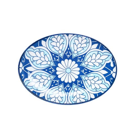 [D03-135] Che Brucia 8" Oval Plate Mosaic Design
