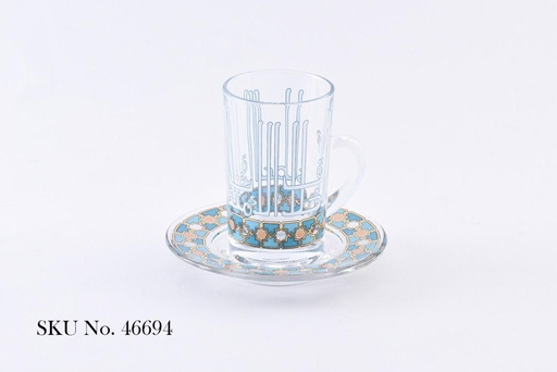 [D-46694] Tea glass and saucer set 12pcs / 46694