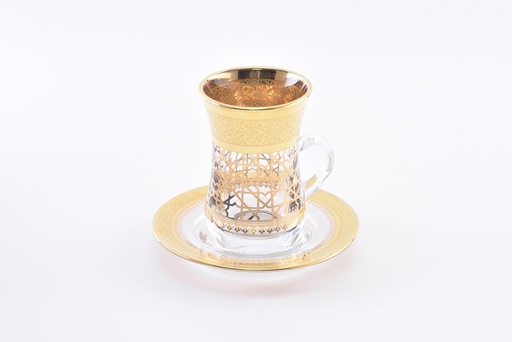 [D-46765] Tea glass and saucer set 12pcs / 46765