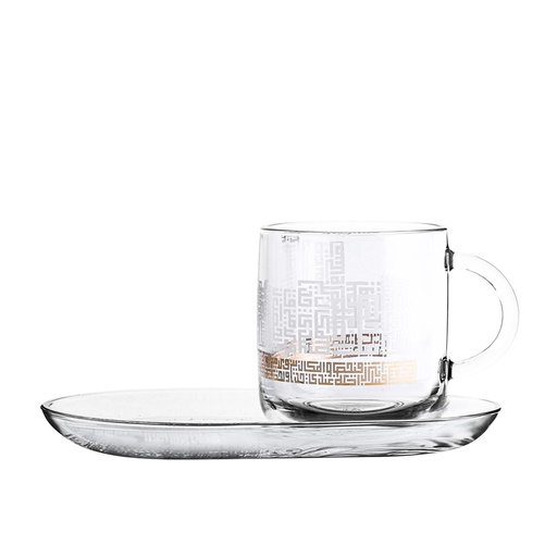[D-47134] Dimlaj Glass Mug 4 Pcs Set Abraj Gold / 47134