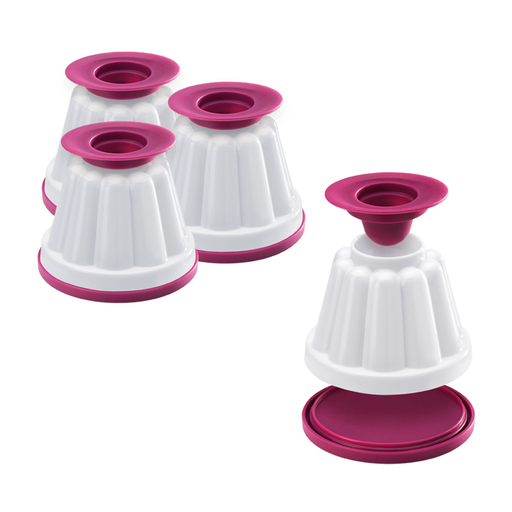 [MXC-138] Metaltex Plastic Set 4 Creme Caramel Molds Pink White / 252396