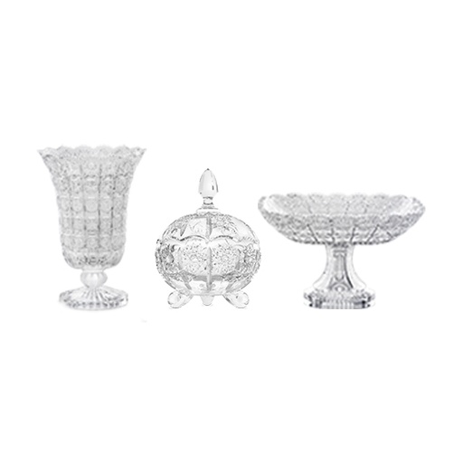 [04-454] City Glass 3 Piece Bohemia Square Serving Set 1.3 Liter