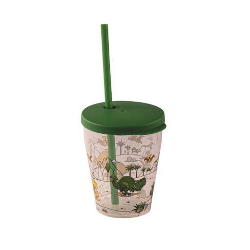 [SN-100] Snips Dino Cup 385 ml with Lid & Straw Set / 000586