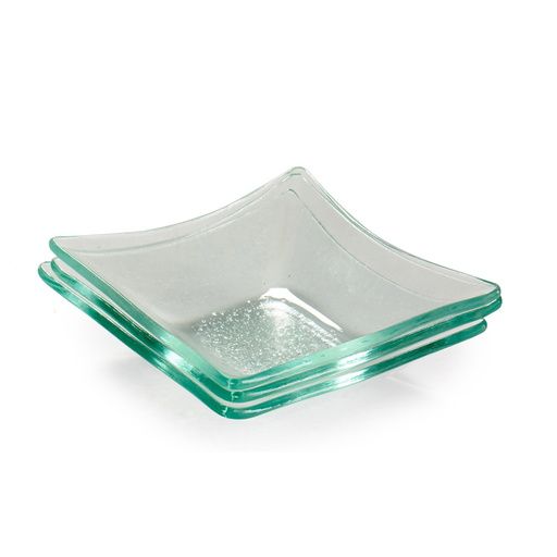 [32-065] Arte Regal Transparent Square Glass Snack Bowl 4 Pieces Set 10 cm / 31457