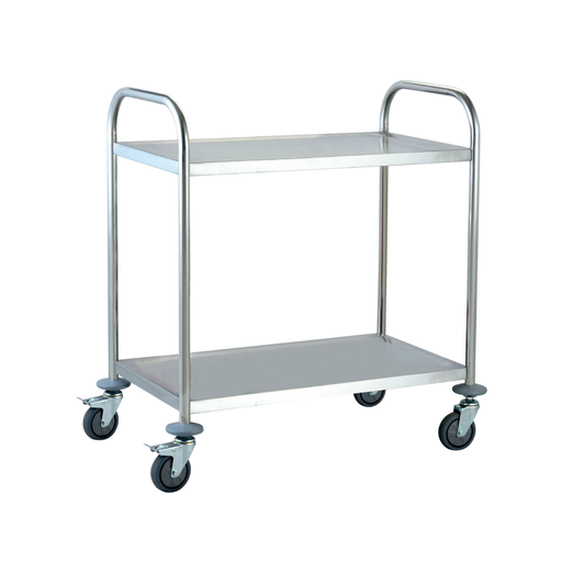 [13-1569] Jiwins 2-Tier Stainless Steel Serving Trolley Round Tube 100 kg / JW-TR271