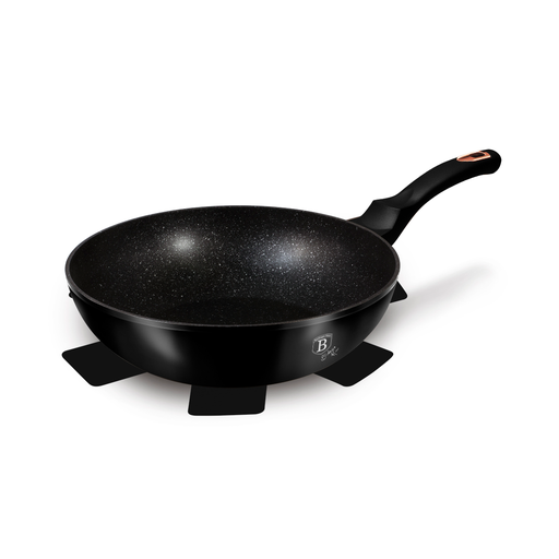 [BH-102] Berlinger Haus Wok 30 cm with Protector Black Rose Collection / BH/6178