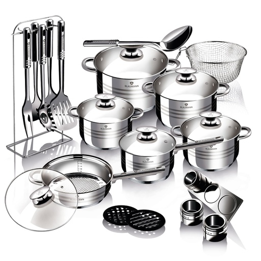 [BH-046] Blaumann Stainless Steel 27 Pieces Cookware Set Silver / BL-3134