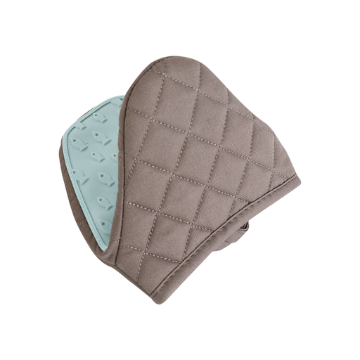 [01-232] Vague Silicone Oven Mitts Blue & Grey 14 cm x 14 cm